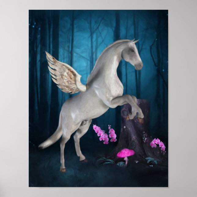 Pegasus Magnífica Fantasía Forestal Hípica Arte (Frente)