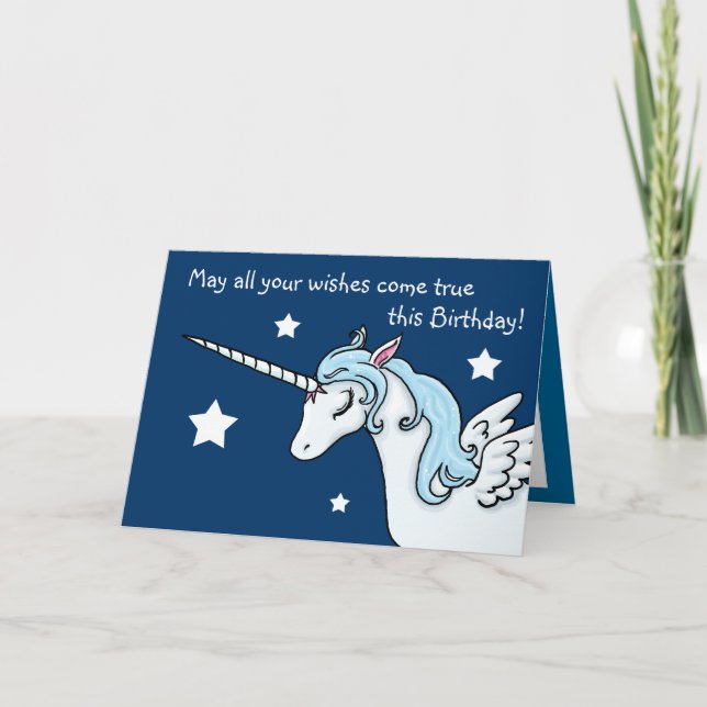 Pegasus Unicorn Desea Tarjeta de Cumpleaños (Anverso)