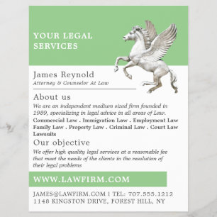 Pegasus, Volante de publicidad de servicios legale