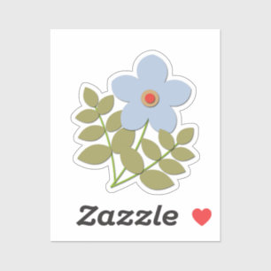 Pegatina С una flor azul simple