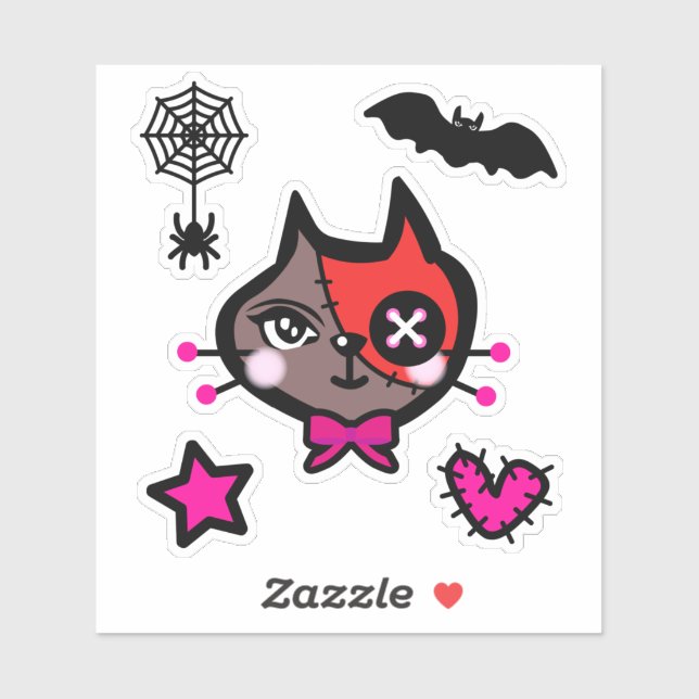 Pegatina キュートな赤茶ねこ　蜘蛛　Cute red brown cat. シール (Hoja)