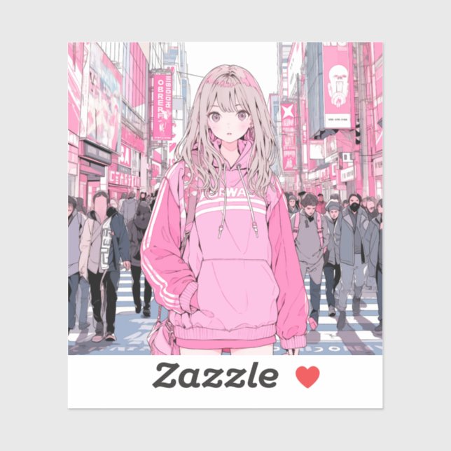 Pegatina シール Seal｜Pretty Pink 寿司娘 GenerativeAI (Hoja)