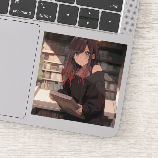 Pegatina 図書館女子のステッカーシール｜寿司娘 generativeai