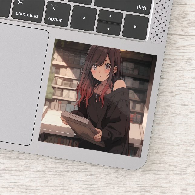 Pegatina 図書館女子のステッカーシール｜寿司娘 generativeai (Detalle)