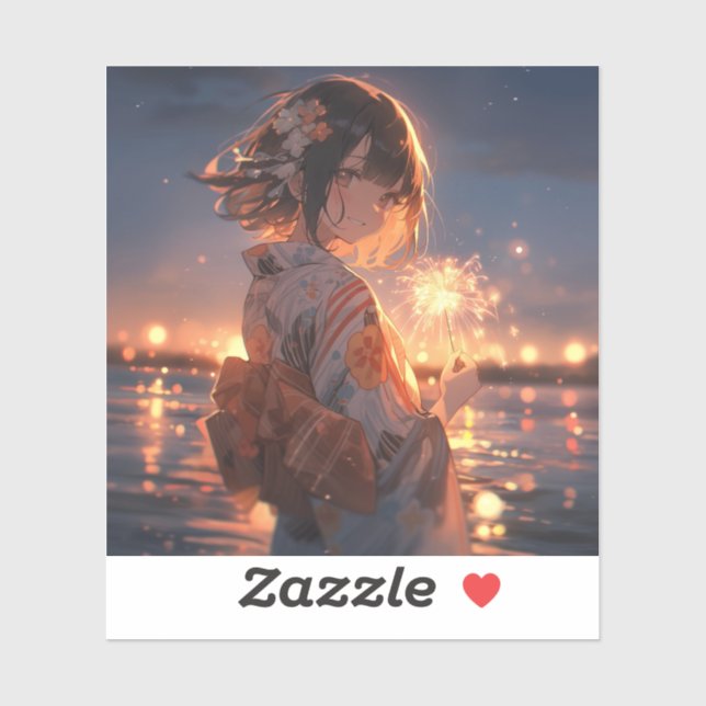 Pegatina 手持ち花火/Hand held fireworks | 東京娘 GenerartiveAI シール (Hoja)