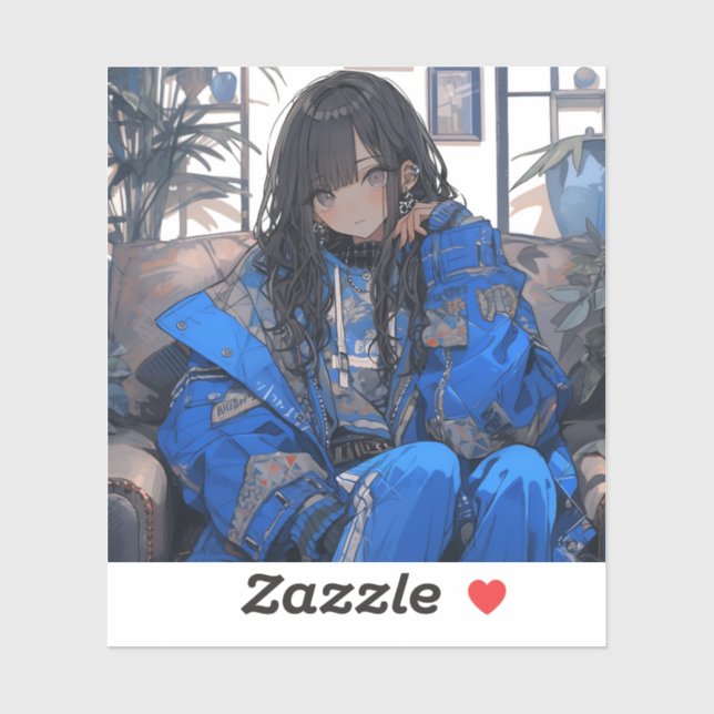 Pegatina 青春のインディゴ/Indigo Youth Seal | 東京娘 GenerartiveAI シール (Hoja)