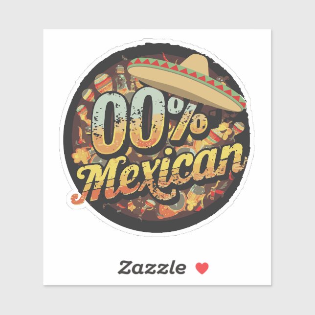 Pegatina 0% Mexicano Fiesta Cinco De Mayo Sombrero Mexicano (Hoja)