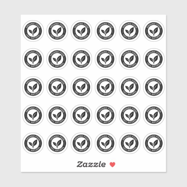 Pegatina 100% Organic Food Mini Food Label  (Hoja)