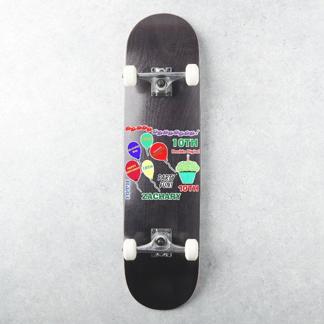 Pegatina 10.ª tarta de cumpleaños Globos Vinyl (Monopatín)