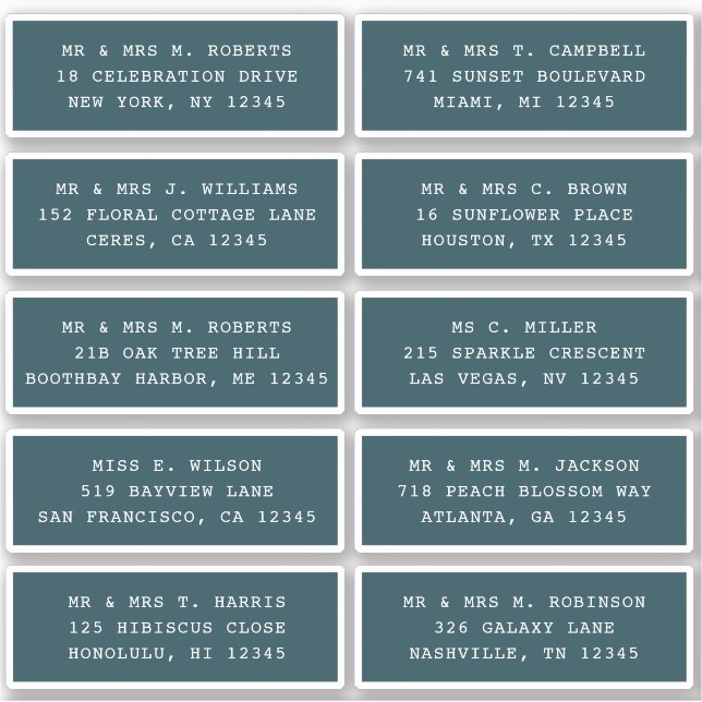 Pegatina 10 Boda del Fiesta de la dirección de invitado ind (Anverso)