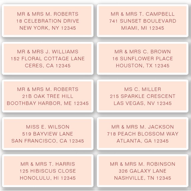 Pegatina 10 Boda del Fiesta de la dirección de invitado ind (Anverso)