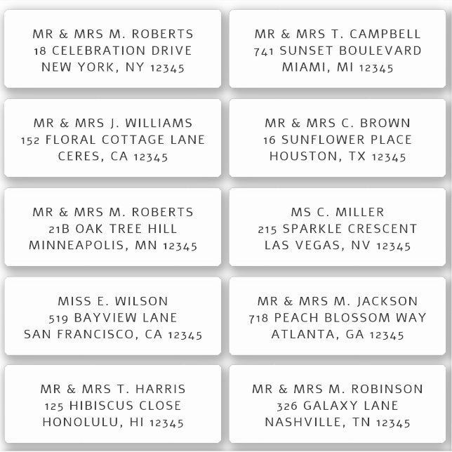 Pegatina 10 Boda del Fiesta de la dirección de invitado ind (Anverso)