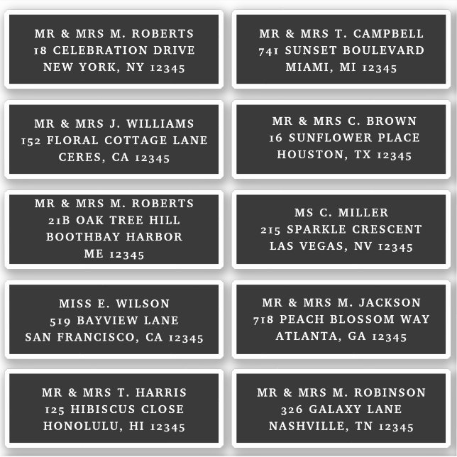 Pegatina 10 Boda del Fiesta de la dirección de invitado ind (Anverso)