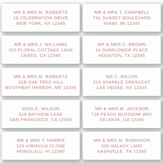 Pegatina 10 Boda del Fiesta de la dirección de invitado ind (Anverso)