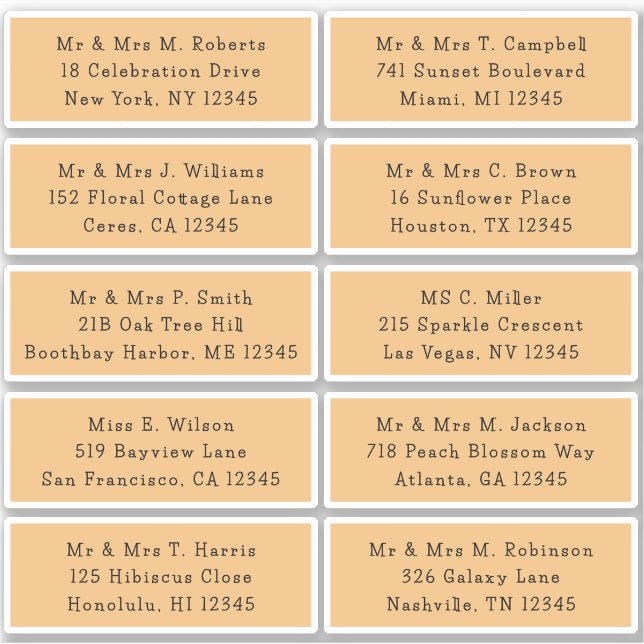 Pegatina 10 Boda del Fiesta de la dirección de invitado ind (Anverso)