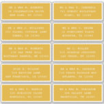 Pegatina 10 Boda del Fiesta de la dirección de invitado ind<br><div class="desc">10 Pegatinas individuales de Fiesta de dirección de invitado Boda de guiones blancos con 10 pegatinas con su nombre de invitado y dirección individual en cada pegatina con escritura blanca en un fondo dorado de varilla dorada. También es perfecto para Navidades y tarjetas de vacaciones, invitaciones para fiestas de cumpleaños,...</div>