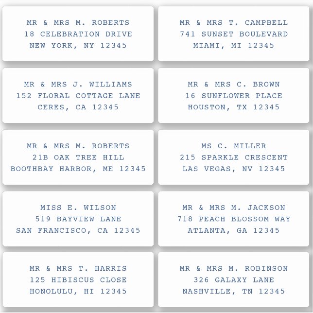 Pegatina 10 Boda del Fiesta de la dirección de invitado ind (Anverso)