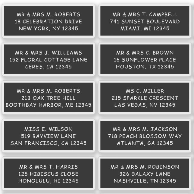 Pegatina 10 Boda del Fiesta de la dirección de invitado ind (Anverso)