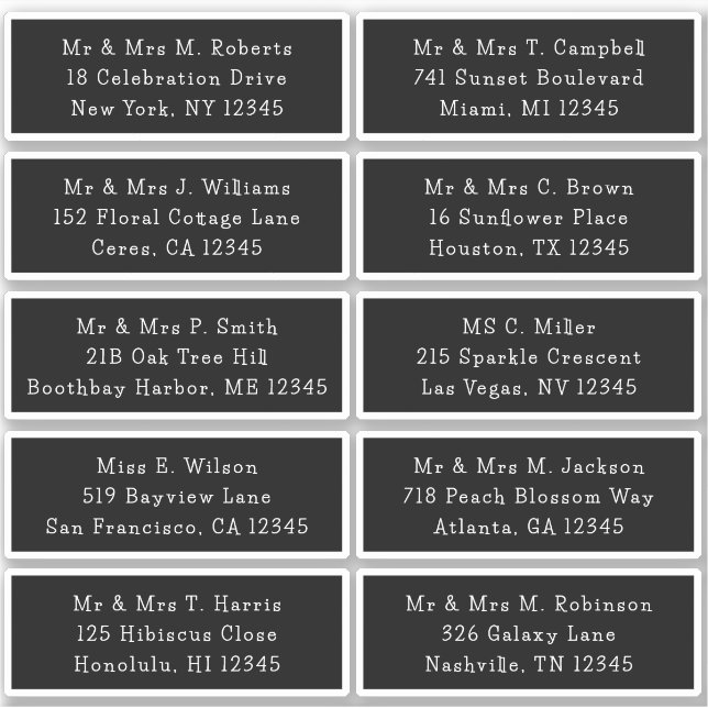 Pegatina 10 Boda del Fiesta de la dirección de invitado ind (Anverso)