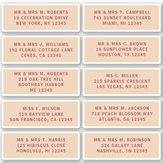 Pegatina 10 Boda del Fiesta de la dirección de invitado ind (Anverso)