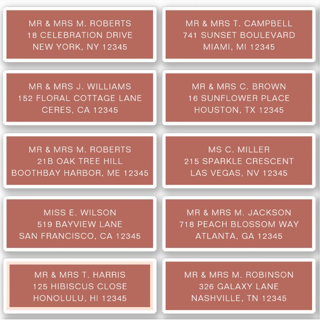 Pegatina 10 Boda del Fiesta de la dirección de invitado ind (Anverso)