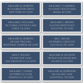 Pegatina 10 Nombre de invitado individual Dirección Azul mí