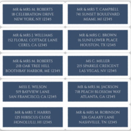 Pegatina 10 Nombre de invitado individual Dirección Azul mí