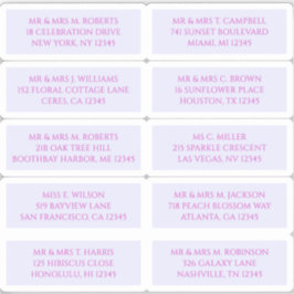 Pegatina 10 Nombre de invitado individual Dirección Lavanda