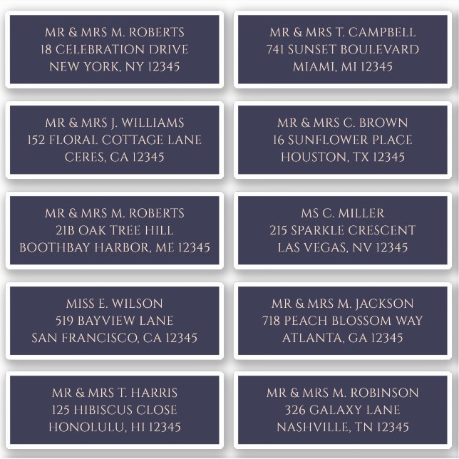 Pegatina 10 Nombre de invitado individual Dirección Marina  (Anverso)