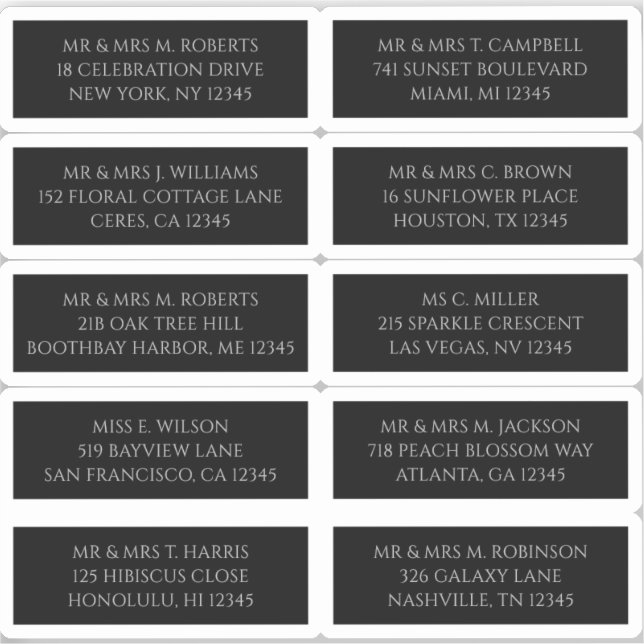 Pegatina 10 Nombre de invitado individual Dirección Mystica (Anverso)