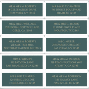 Pegatina 10 Nombre de invitado individual Dirección Verde m