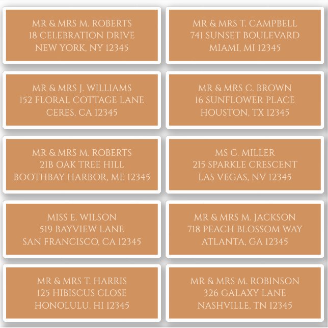 Pegatina 10 Nombre de invitado particular Dirección Champag (Anverso)