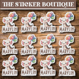 Pegatina 12 En Axolotl, Fiesta De Globo De Nombre Personali