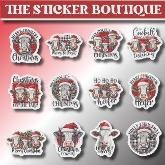 Pegatina 12 En Un Navidad De Vaca De Campo