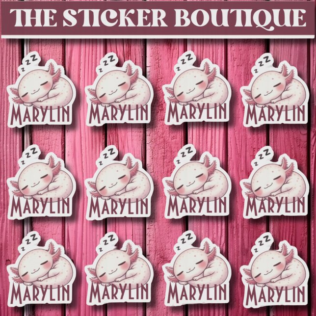 Pegatina 12 En Un Nombre Personalizado Cute Dormido Axolotl (Subido por el creador)