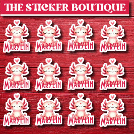 Pegatina 12 En Un Nombre Personalizado Que Medita Axolotl