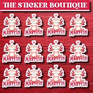 Pegatina 12 En Un Nombre Personalizado Que Medita Axolotl