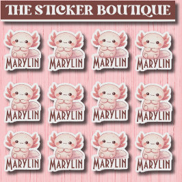 Pegatina 12 En Un Paquete De Axolotl Con Nombre Personaliza