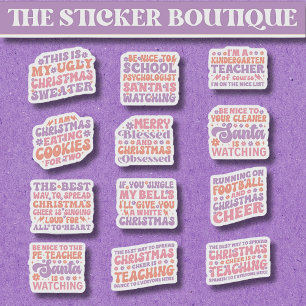 Pegatina 12 En Una Festiva, Navidades Retro Alegran