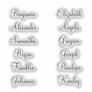 Pegatina 12 Nombres De Invitados Caligrafía Elegante Modern