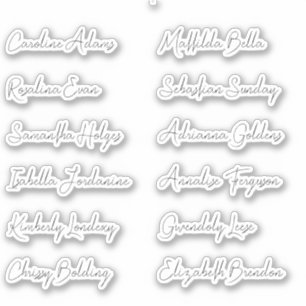 Pegatina 12 nombres de invitados de boda Caligrafía Escritu