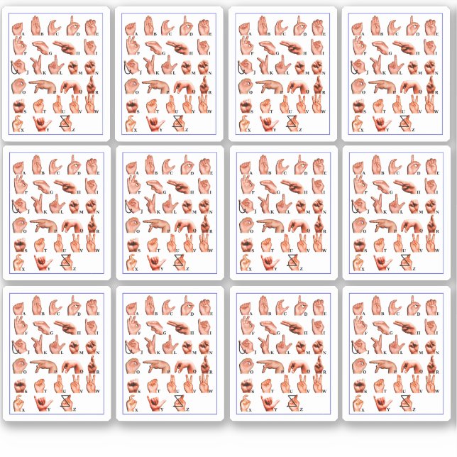 Pegatina 12pcs American Sign Language Alphabet Board, Asl  (Anverso)