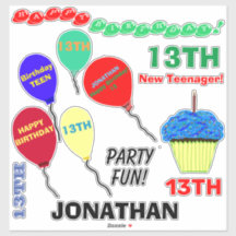 13.ª tarta de cumpleaños Globos Vinyl