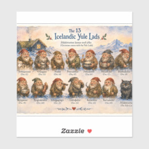 Pegatina 13 duendes islandeses de Yule Navidad en Islandia