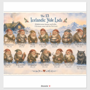Pegatina 13 duendes islandeses de Yule Navidad en Islandia