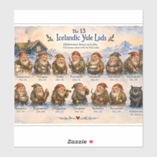 Pegatina 13 duendes islandeses de Yule Navidad en Islandia