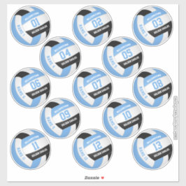 Pegatina 13 jugadores de voleibol nombran negro azul claro