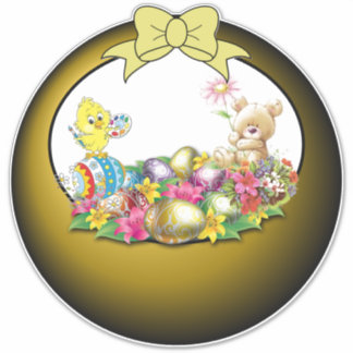 Pegatina 14 x 14 Cesta de Pascua