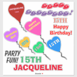 Pegatina 15.º Vinyl personalizado de los globos cardíacos d