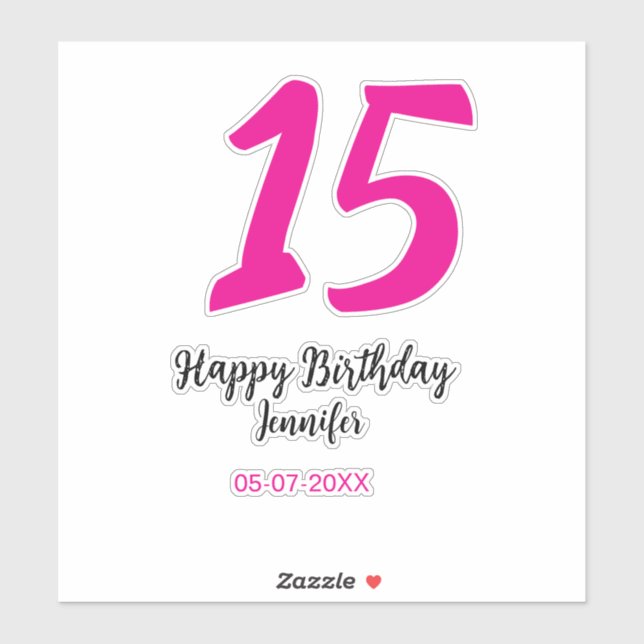 Pegatina 15 años quiencenera añadir fecha año tentación ros (Hoja)